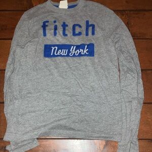 Abercrombie & Fitch Gray and Blue Long Sleeve Tee